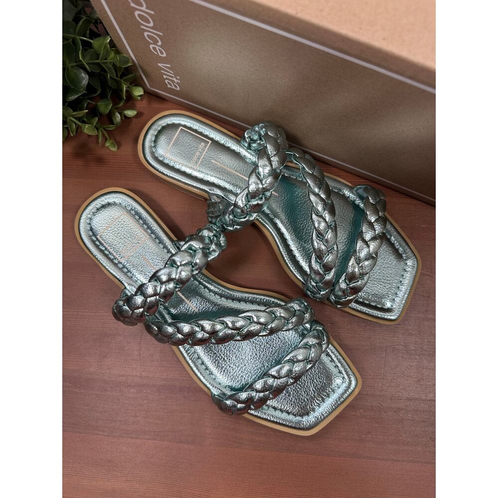 Dolce Vita Women's Iman Braided Strap Slide Sandals Electric Blue Size 7.5